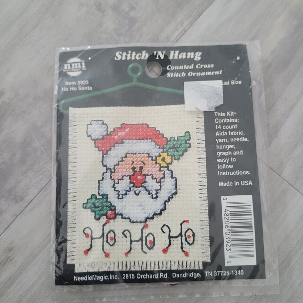 Needle Magic Stitch 'N Hang Cross Stitch Ornament Kit HO HO HO Santa 3923